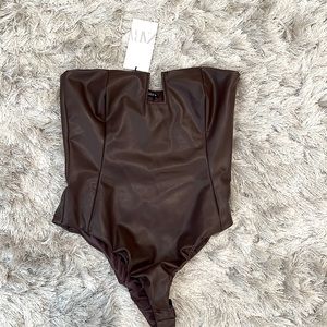 NEW Zara Bodysuit - Brown Leather